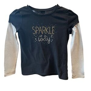 Jumping Beans Black and White Sparkle Long Sleeve Tee